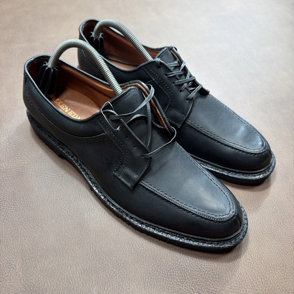 Allen Edmonds Wilbert Black Leather Oxford Dress Shoes 11.5 4A Apron Spilt Toe